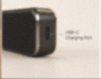 The Pod's USB-C port, frosted